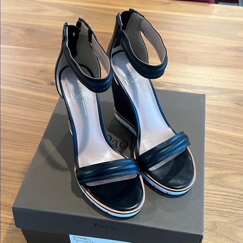 Paolo Black Strappy Heels